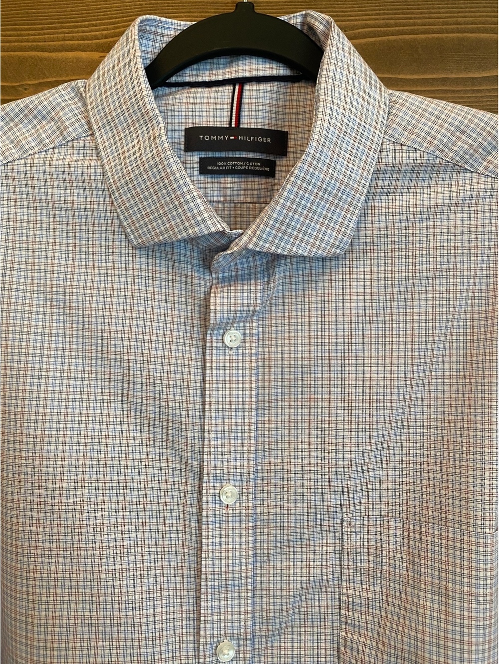 Tommy Hilfiger Men XL 34/35 Cotton Check Plaid Button Up Dress Shirt